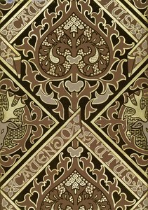 Mosaic ecclesiastical wallpaper design by Augustus Welby Northmore Pugin